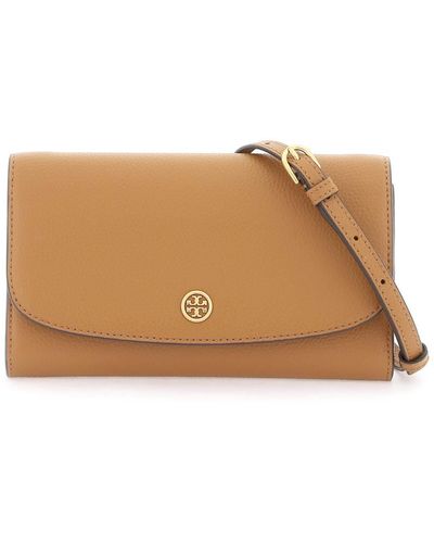 Tory Burch Mini Robinson Shoulder Bag With Strap - Brown