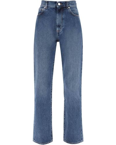 Loulou Studio Cropped Straight Cut Jeans - Blue