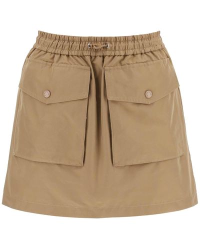 Moncler Technical Cotton Cargo Mini Skirt - Natural