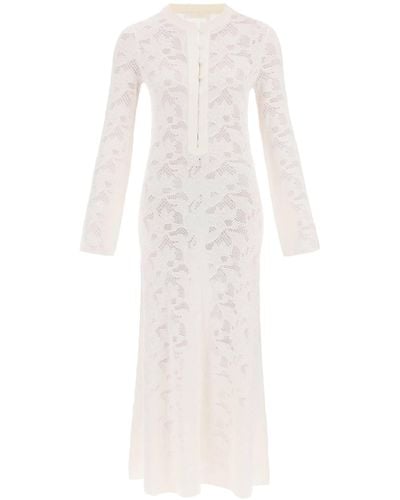 Chloé Maxi Pointelle Knit Dress In - White