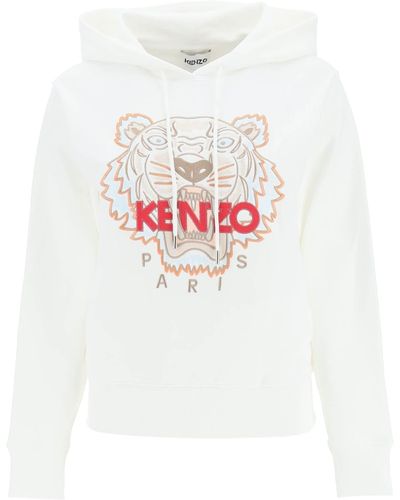 KENZO Embroidered Tiger Hoodie - White