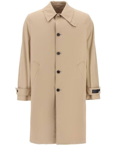 Versace "Single Breasted Waterproof Coat With - Natural