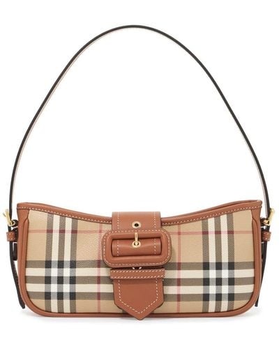 Burberry Ered Chequered Shoulder Bag - Natural