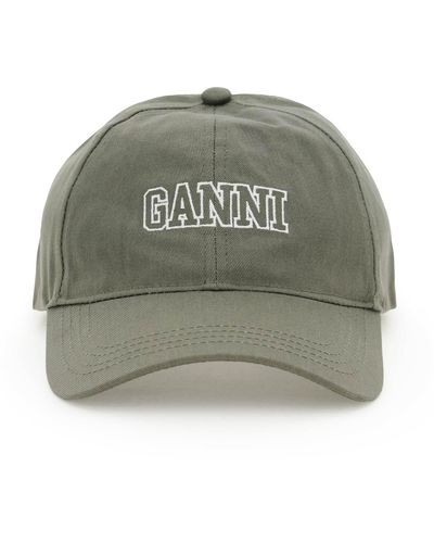 Ganni Organic Cotton Baseball Cap - Green