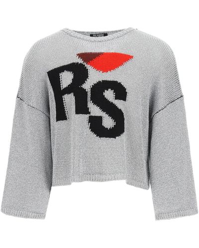 Raf Simons Oversized Sweater Rs Embroidery - Grey