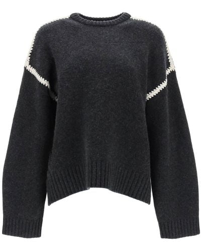 Totême Toteme Jumper With Contrast Embroideries - Black