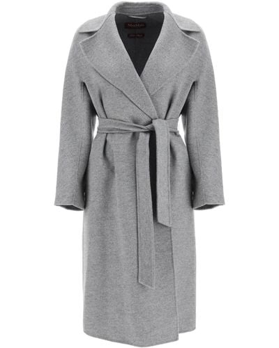 Max Mara Studio 'cles' Coat In Silk Wool And Cashmere - Gray