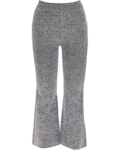 Ganni Pantaloni Cropped In Maglia Stretch - Grigio