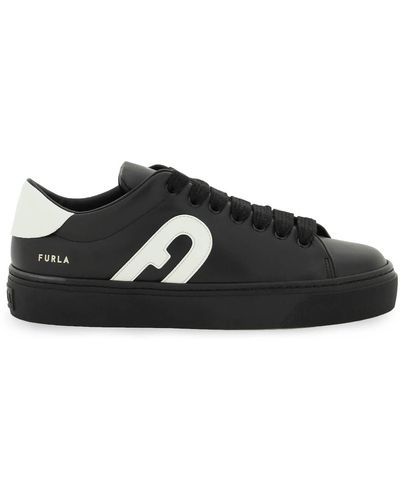 Furla Joy Leather Sneakers - Black