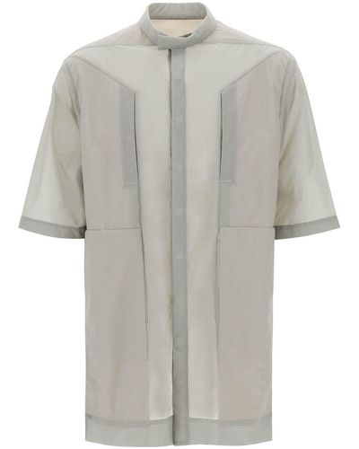 Rick Owens Overshirt In Ripstop Semitrasparente - Grigio