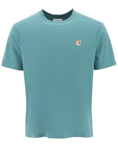 Maison Kitsuné T Shirt In Jersey Con Patch Fox Head - Blu