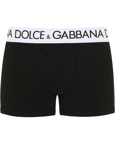 Dolce & Gabbana Cotton Boxer Briefs With Logo Band - Black