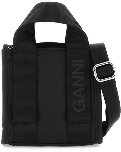 Ganni Leopard Tech Mini Tote Bag - Black