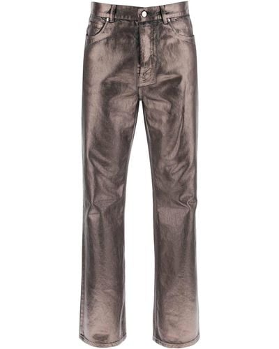 Ferragamo Metallic Denim Jeans - Gray