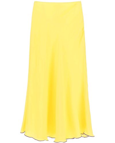 Siedres 'Prim' Satin Midi Skirt - Yellow