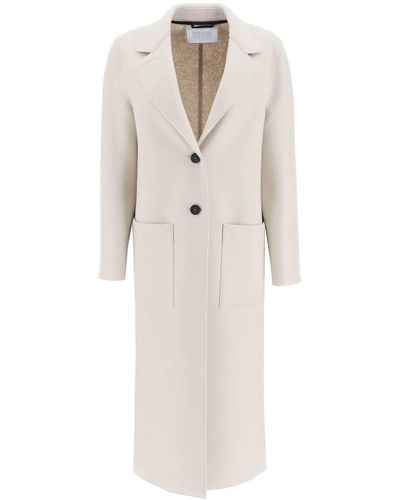 Harris Wharf London Boxy Coat In Pressed Wool - White
