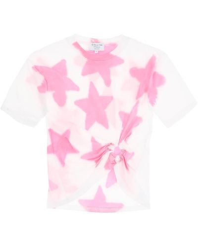 Collina Strada Tie-dye Star T-shirt With O-ring Detail - Pink