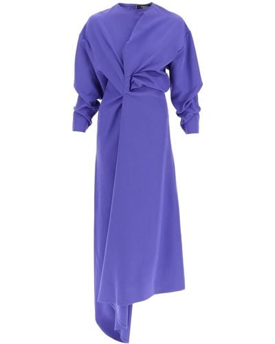 A.W.A.K.E. MODE Draped Asymmetric Dress - Purple