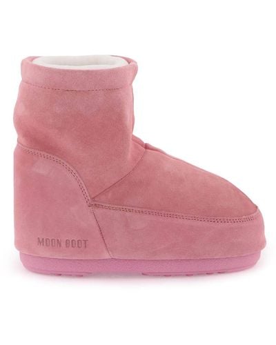 Moon Boot Icon Low No Lace Suede Boots - Pink