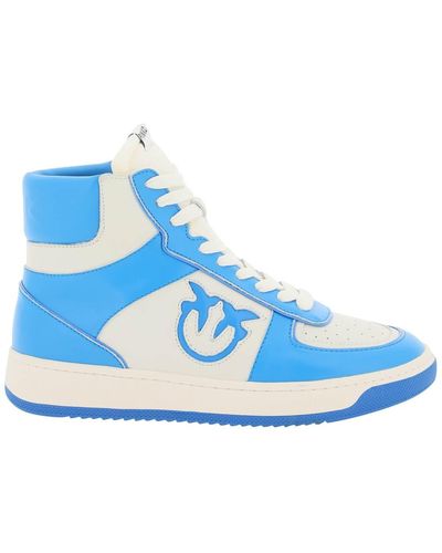 Pinko Leather High Basket Trainers - Blue
