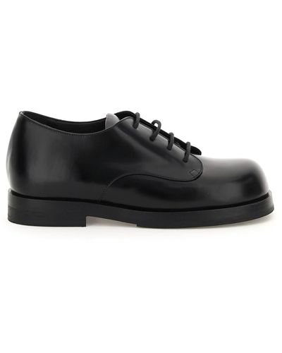 Raf Simons Brushed Leather Industrial Derby Shoes - Black