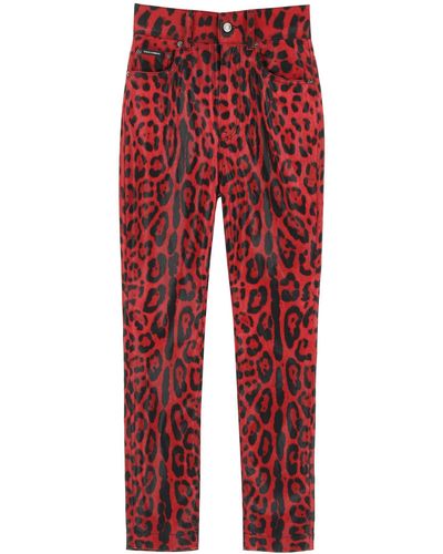 Dolce & Gabbana Grace Jeans In Leo Laminated Denim - Red
