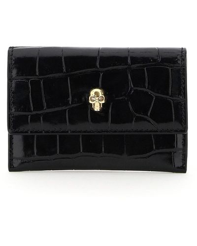 Alexander McQueen Pouch porta carte envelope Skull - Nero