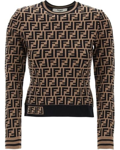 Fendi "long-sleeved Knit Top With Ff - Black