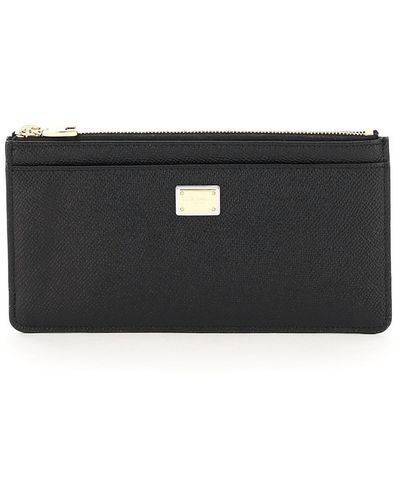 Dolce & Gabbana Pochette portacarte in pelle di vitello dauphine - Nero