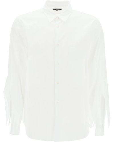 Comme des Garçons Comme Des Garcons Plus Spiked Frayed-sleeved Shirt - White