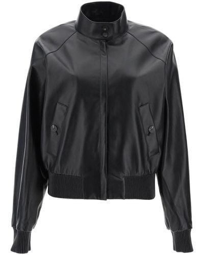 Ferragamo Harrington Leather Jacket In - Black