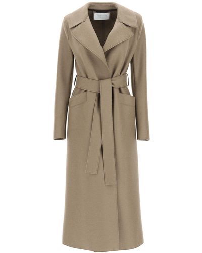 Harris Wharf London Long Pressed Wool Coat - Natural