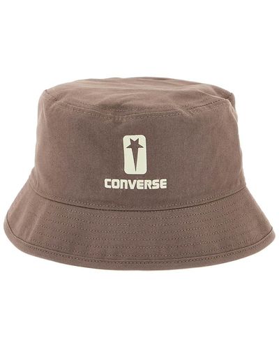 Rick Owens Cappello Bucket In Cotone - Marrone