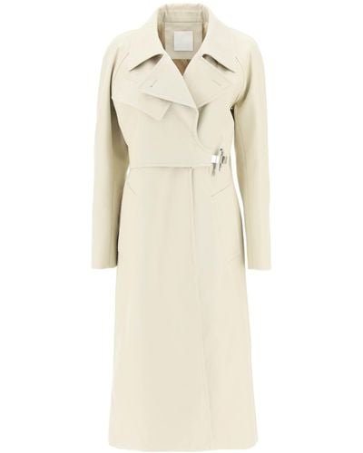 Givenchy Cotton Twill Trench Coat With U Lock Buckle - Natural