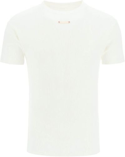 Maison Margiela Ribbed Cotton T-shirt - White