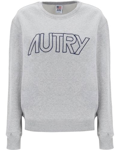 Autry Crew Neck Sweatshirt With Logo Embroidery - Grey