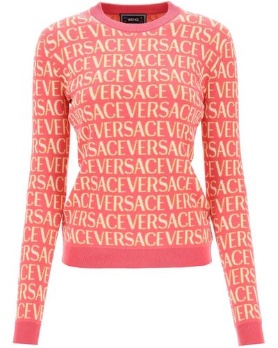 Versace ' Allover' Crew-neck Jumper - Red