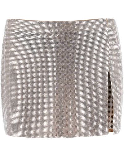 GIUSEPPE DI MORABITO Mini Skirt In Mesh With Crystals All-over - Gray