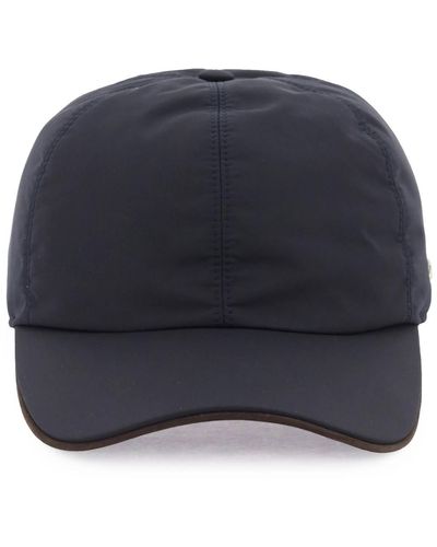 Zegna Cappello Baseball Con Profilo In Pelle - Blu