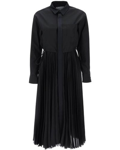 Sacai Midi Shirt Dress - Black
