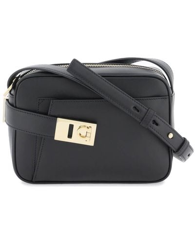 Ferragamo Smooth Leather Camera Bag - Black