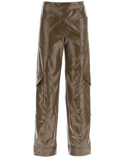 Ganni Glossy Faux-leather Pants - Natural