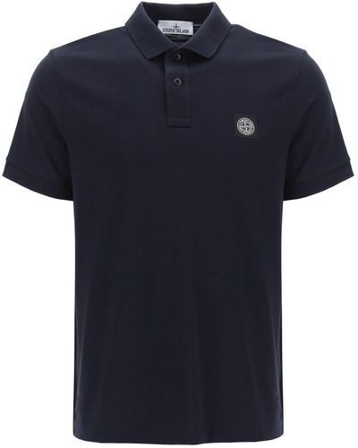 Stone Island Slim Fit Polo Shirt With Logo Patch - Blue