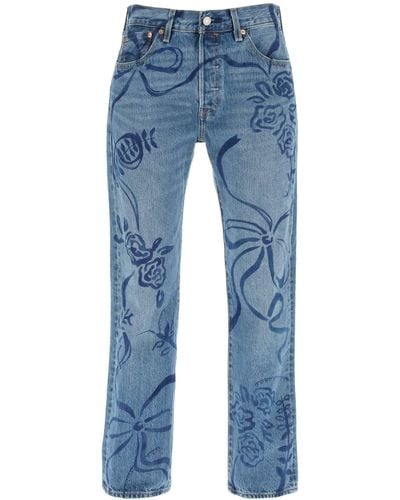 Collina Strada Jeans Rigenerati Levi's 501's Stampa Laurel Ashleigh - Blu