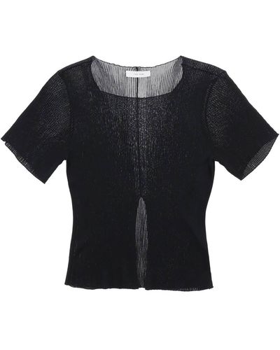 The Row 'fuku' Short-sleeved Top In Ribbed Knit - Black