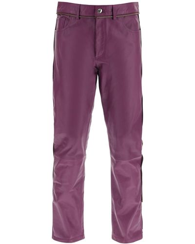 Youths in Balaclava Leather Pants With Zip - Purple