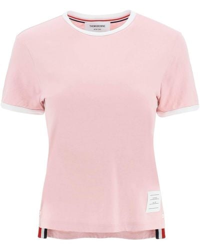 Thom Browne T-SHIRT IN JERSEY MÉLANGE - Rosa