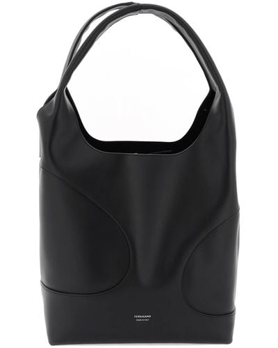 Ferragamo Hobo Bag With Cut-Out - Black