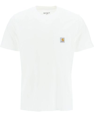 Carhartt T Shirt 'Pocket' Con Etichetta Logo - Bianco