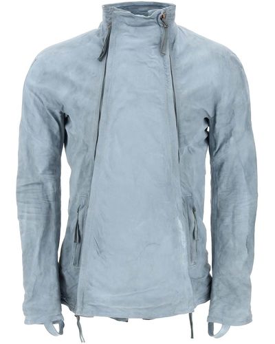 Boris Bidjan Saberi Leather Jacket With Two Zippers - Blue